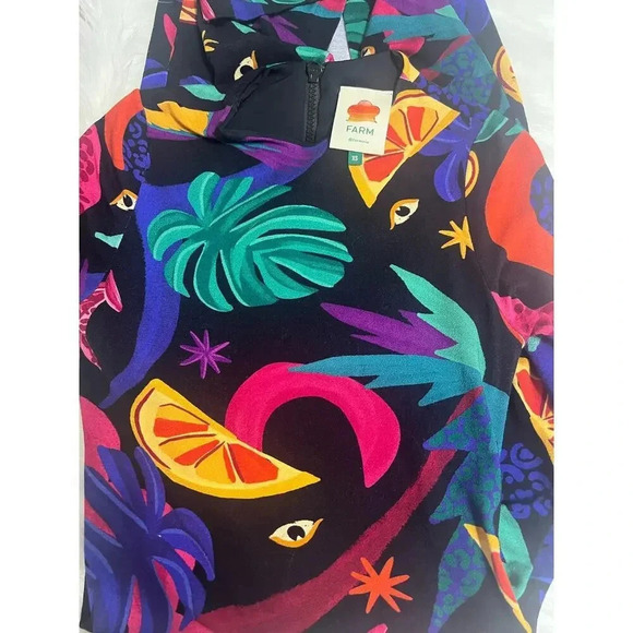 Farm Rio Mystic Jungle Dress 3/4 Length Sleeve Bodycon Size XS  Zipper Back - Picture 2 of 13